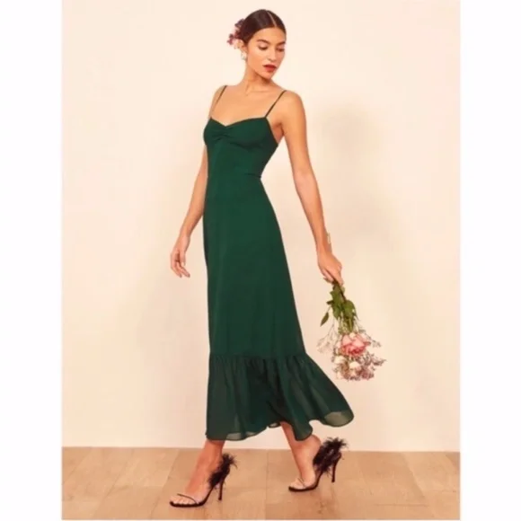 NEW Reformation Emersyn Dress Emerald 2 - Picture 16 of 17